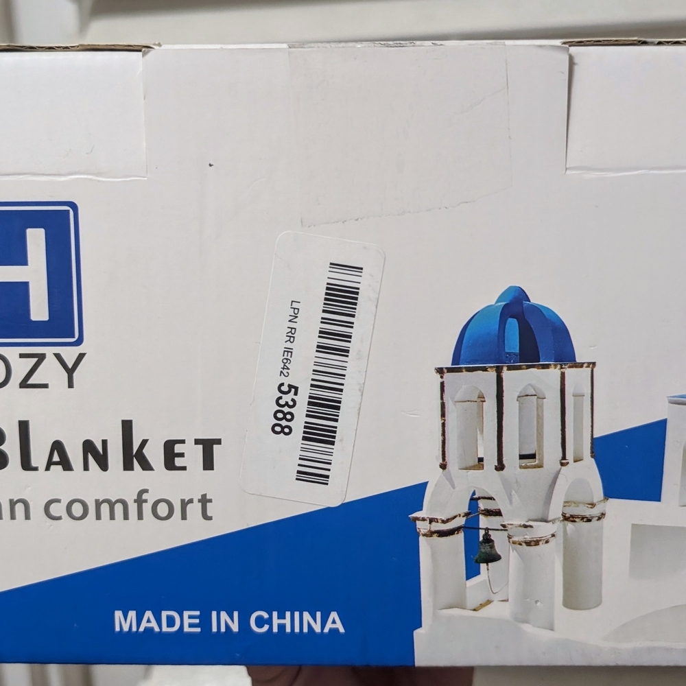 Cozy Blanket with Blue and White Design